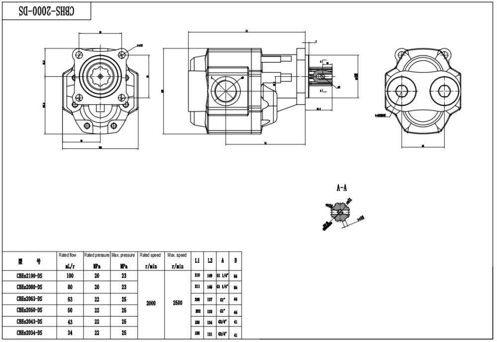 CBHST1-ISO-63  63 cc/putaran Pompa Roda Gigi Hidrolik drawing image