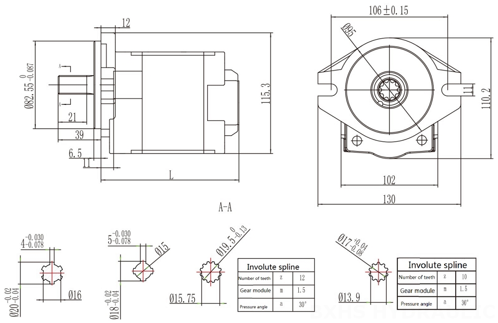 CBHS-F532 32 cc/putaran Pompa Roda Gigi Hidrolik drawing image