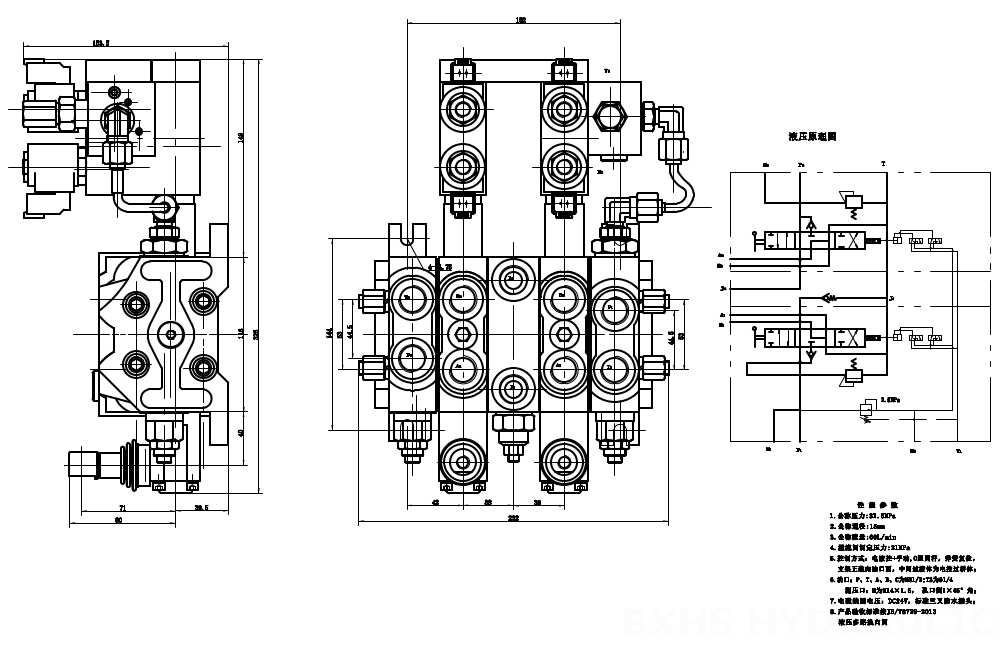 DCV60 Elektro-hidraulik 2 Spul Kran Arah Bagian drawing image