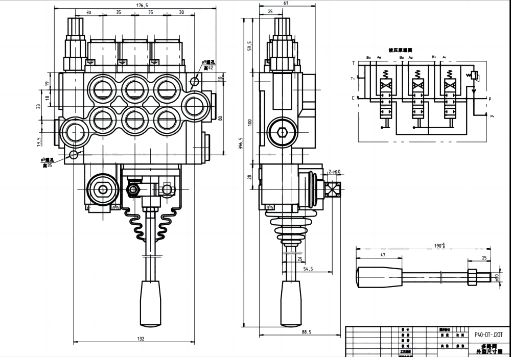 P40 Manual dan Joystick 3 Spul Kran Arah Monoblok drawing image