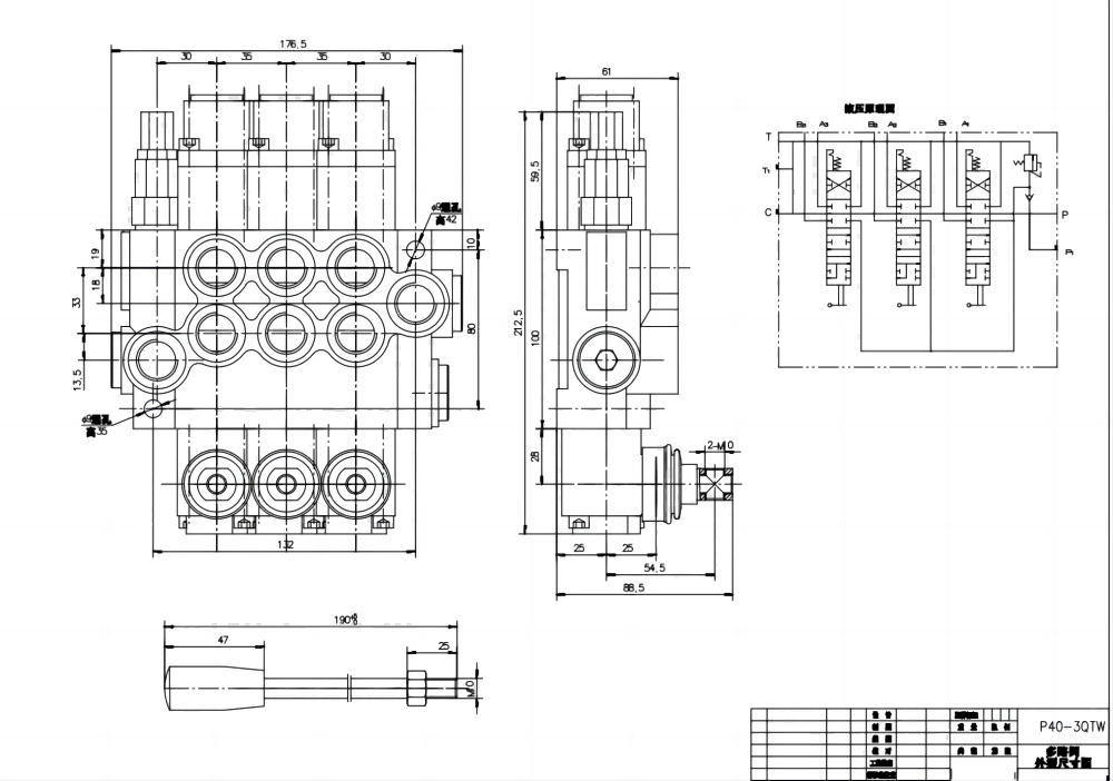 P40-G12-G38-3QTW Buku Panduan 3 Spul Kran Arah Monoblok drawing image