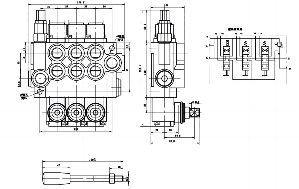 P40-U78-U34-2OT-YW Buku Panduan 3 Spul Kran Arah Monoblok drawing image