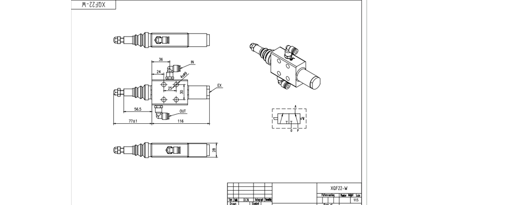 XQF-22W Pneumatik 1 Spul Kran Arah Monoblok drawing image