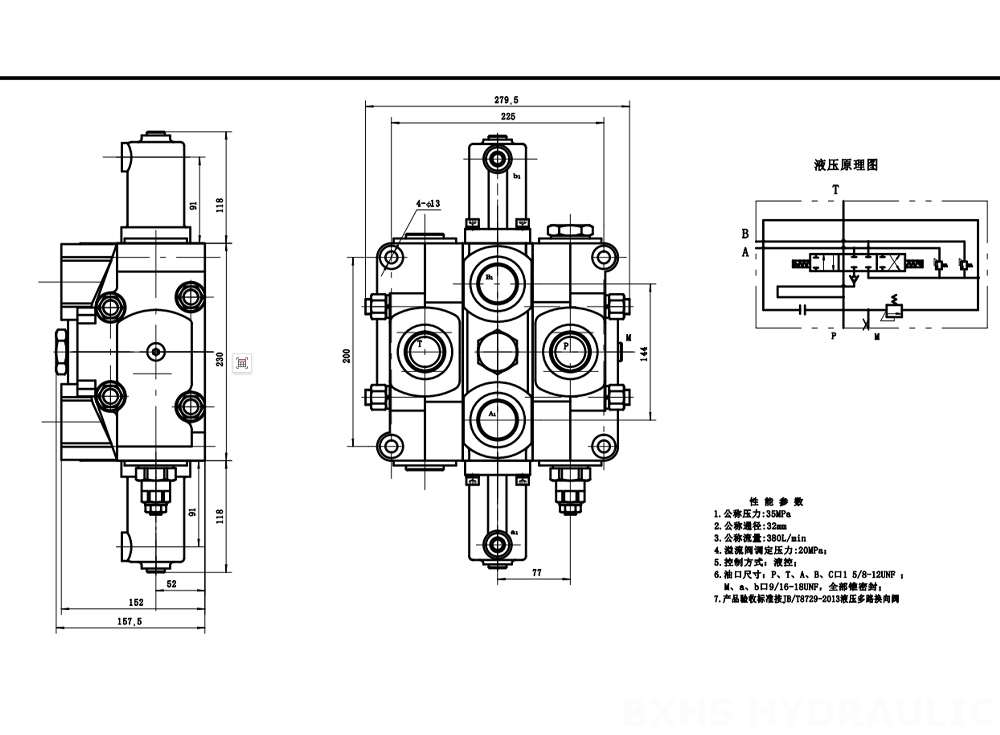 SDS380 Hidraulis 1 Spul Kran Arah Bagian drawing image