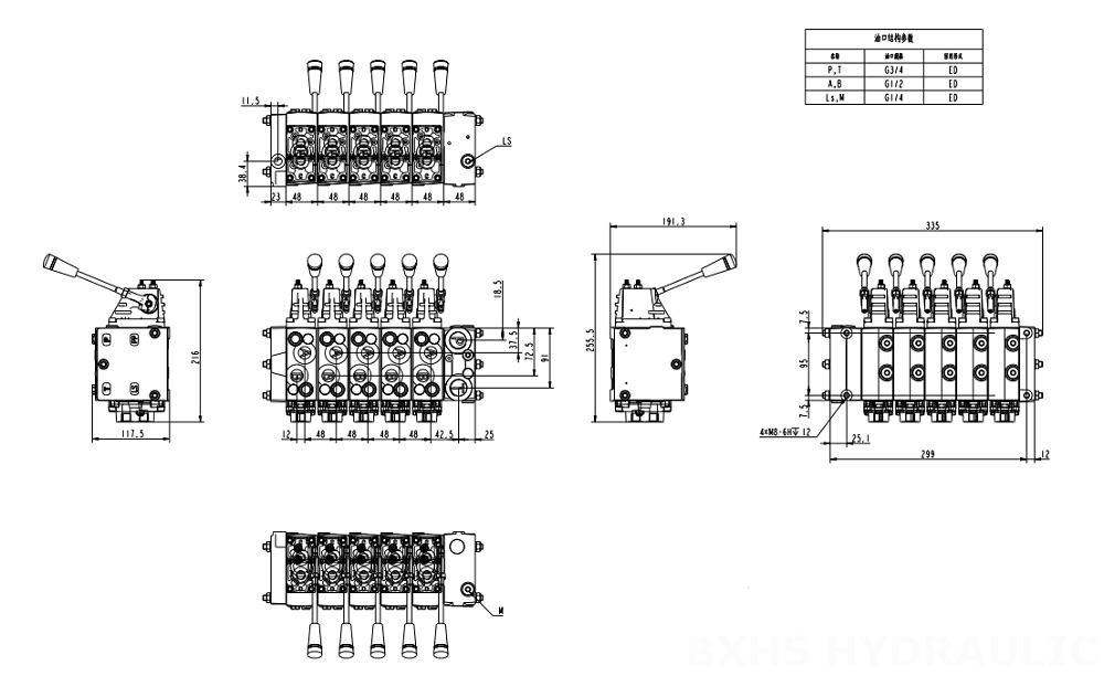 HSDSL Proporsional listrik dan Manual 6 Spul Kran Kontrol Proporsional drawing image