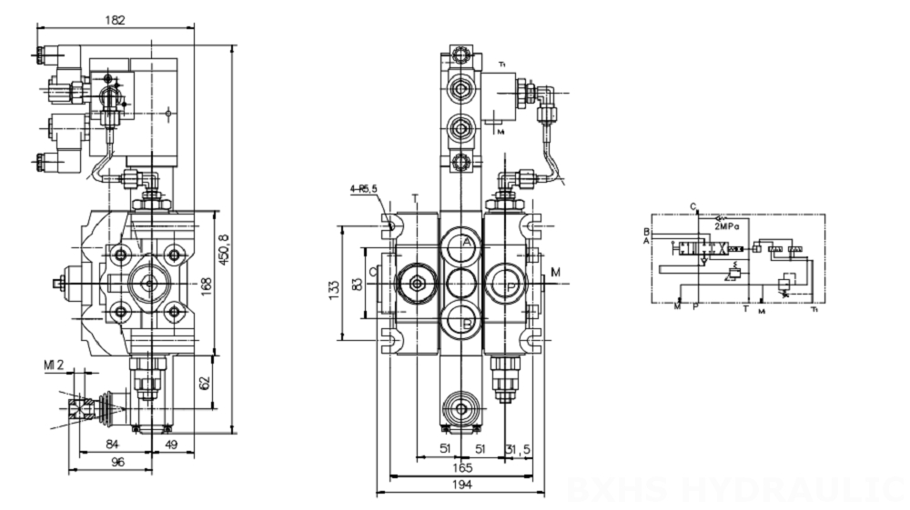 DCV200 Elektro-hidraulik 1 Spul Kran Arah Bagian drawing image