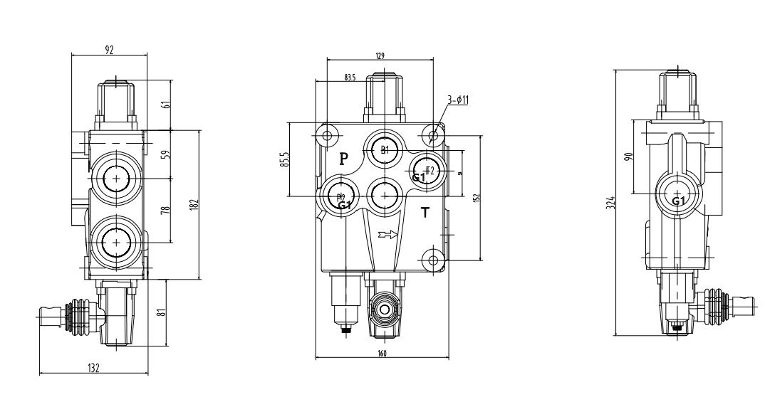 P120-G1 Buku Panduan 1 Spul Kran Arah Monoblok drawing image