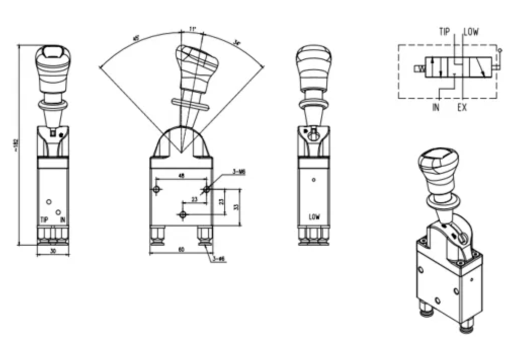 BKQF34B-C Pneumatik 1 Spul Katup Kontrol Pneumatik drawing image