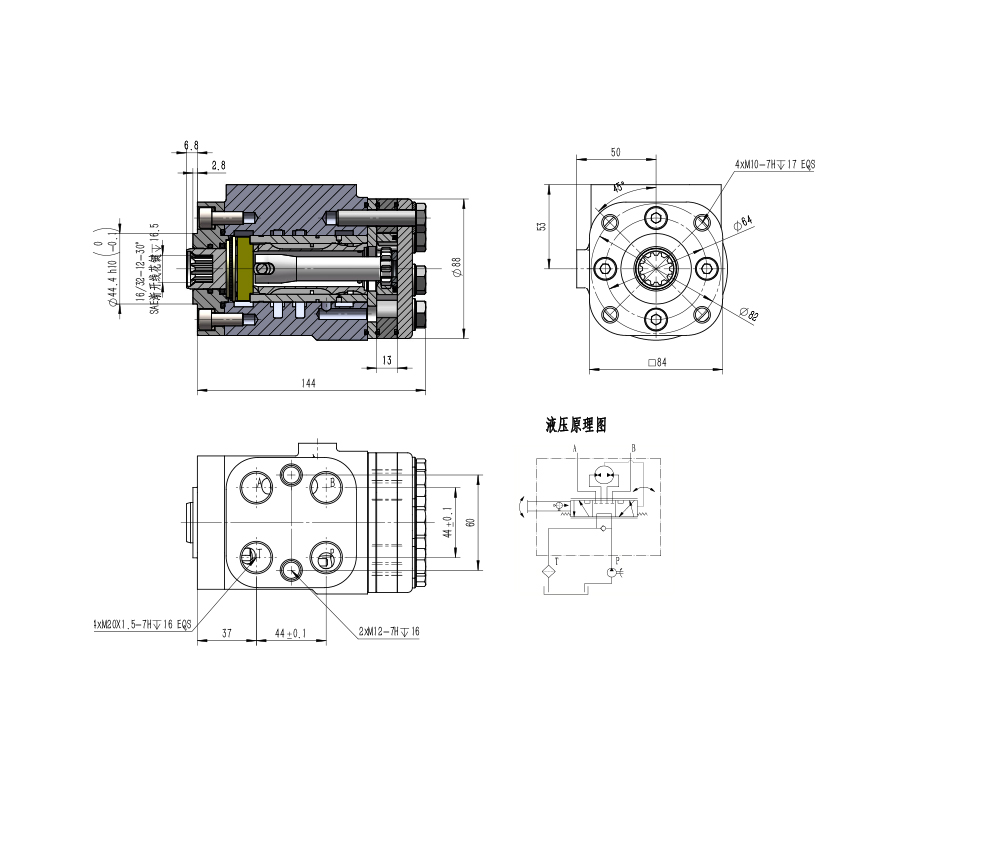 BZZ1-E100C 100 ml/r 7,5 L/menit Unit Kemudi drawing image