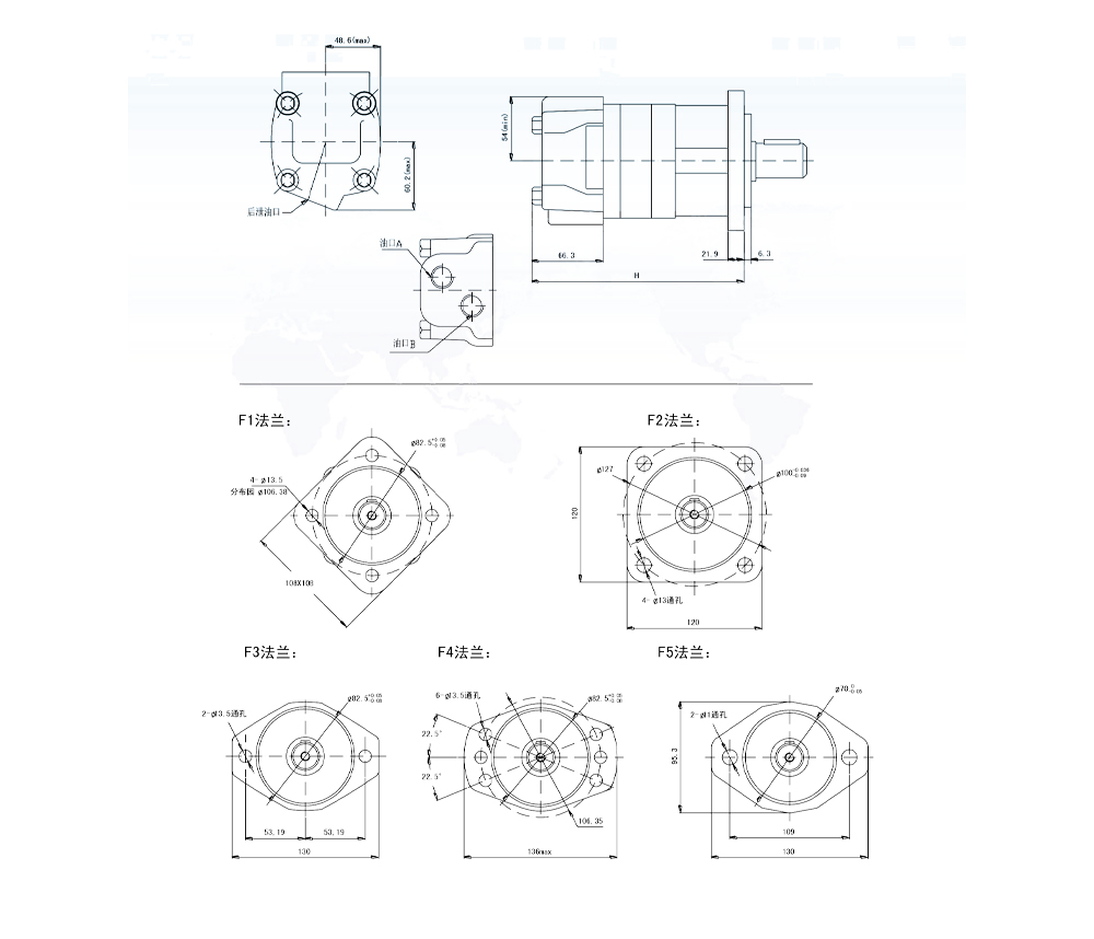 Motor Hidrolik Sikloid BM5_Cycloid-3 125 cc/r 75 Lpm Motor Hidrolik drawing image