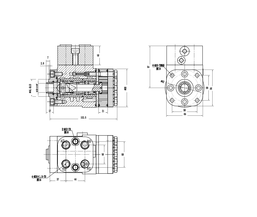 BZZ1-E160B 160 ml/r 12 L/menit Unit Kemudi drawing image
