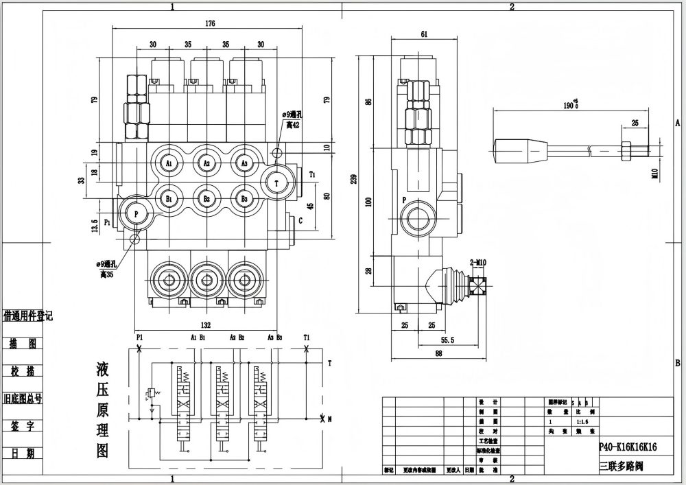 P40-G12-G38-3QTW1 Buku Panduan 3 Spul Katup Arah Monoblok drawing image