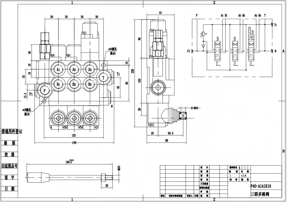 P40-G12-G38-2OT-QTW1 Buku Panduan 3 Spul Katup Arah Monoblok drawing image