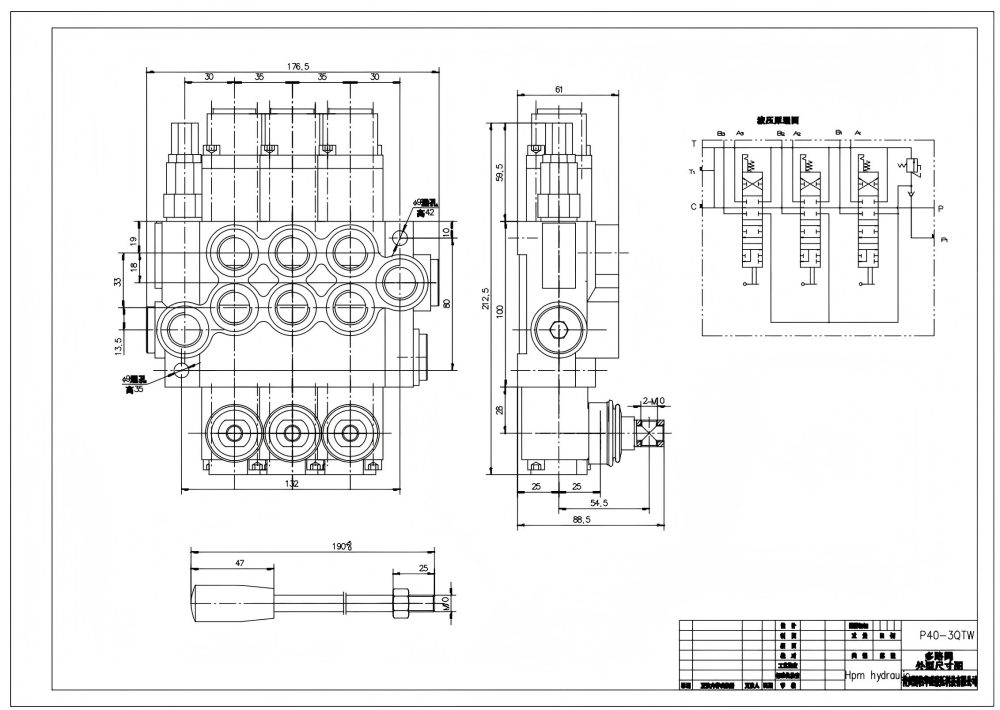 P40-G38-G12-QTW Buku Panduan 3 Spul Katup Arah Monoblok drawing image