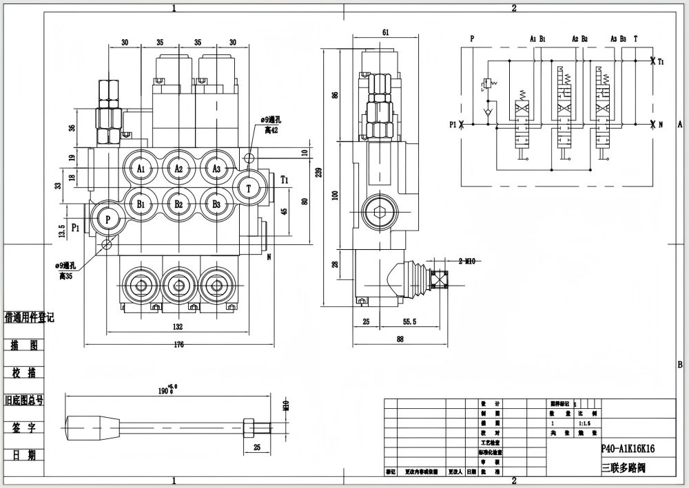 P40-G12-G38-OT-2QTW1 Buku Panduan 3 Spul Katup Arah Monoblok drawing image