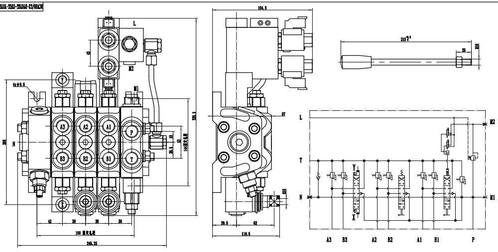 DCV60 Elektro-hidraulik 3 Spul Kran Arah Bagian drawing image