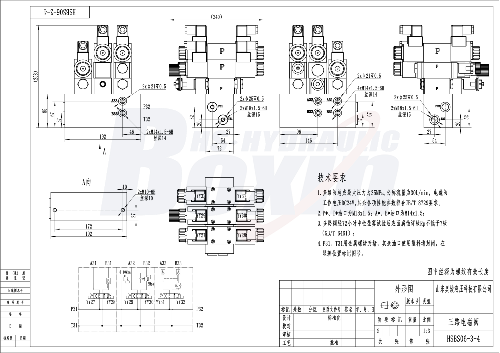 Large-Scale Production of HSBS06 Solenoid 3 Spool Control Valves drawing image