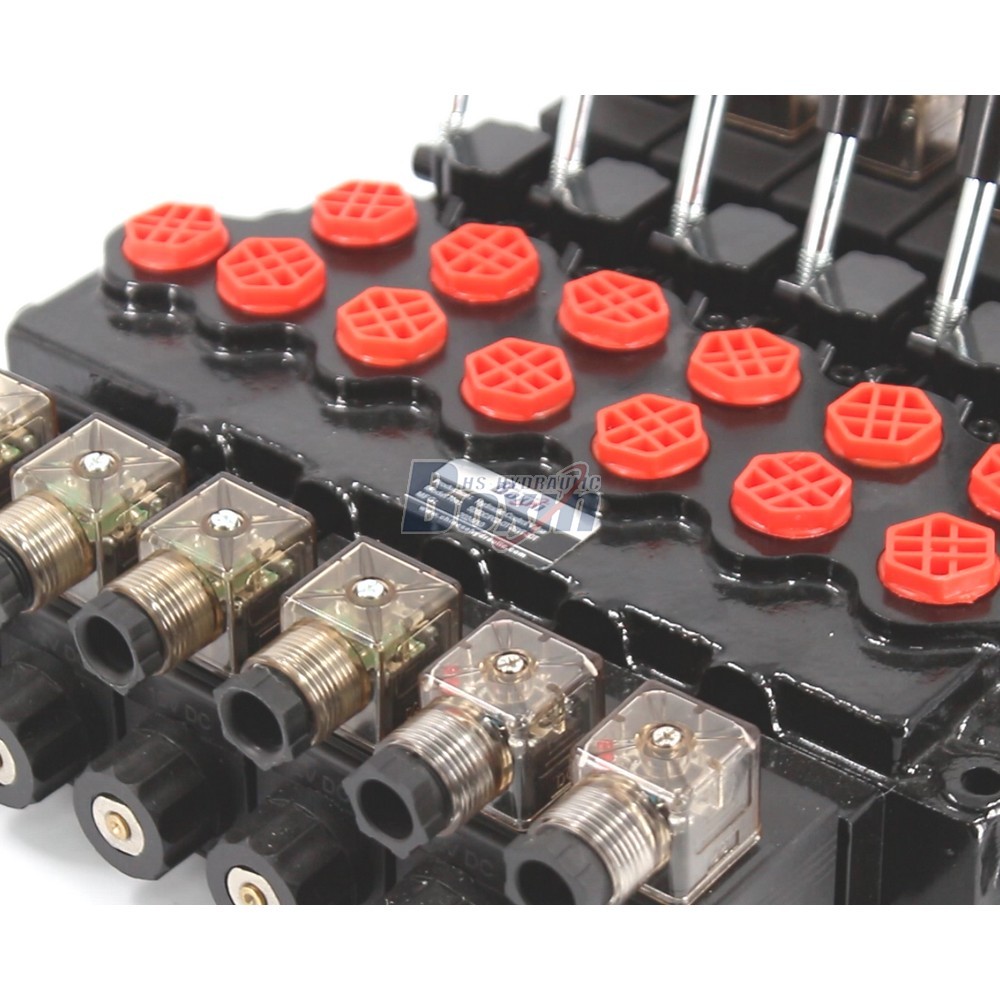 SD5-PG2 Solenoid Controlled 6 Spool Hydraulic Monoblock Valve detail image