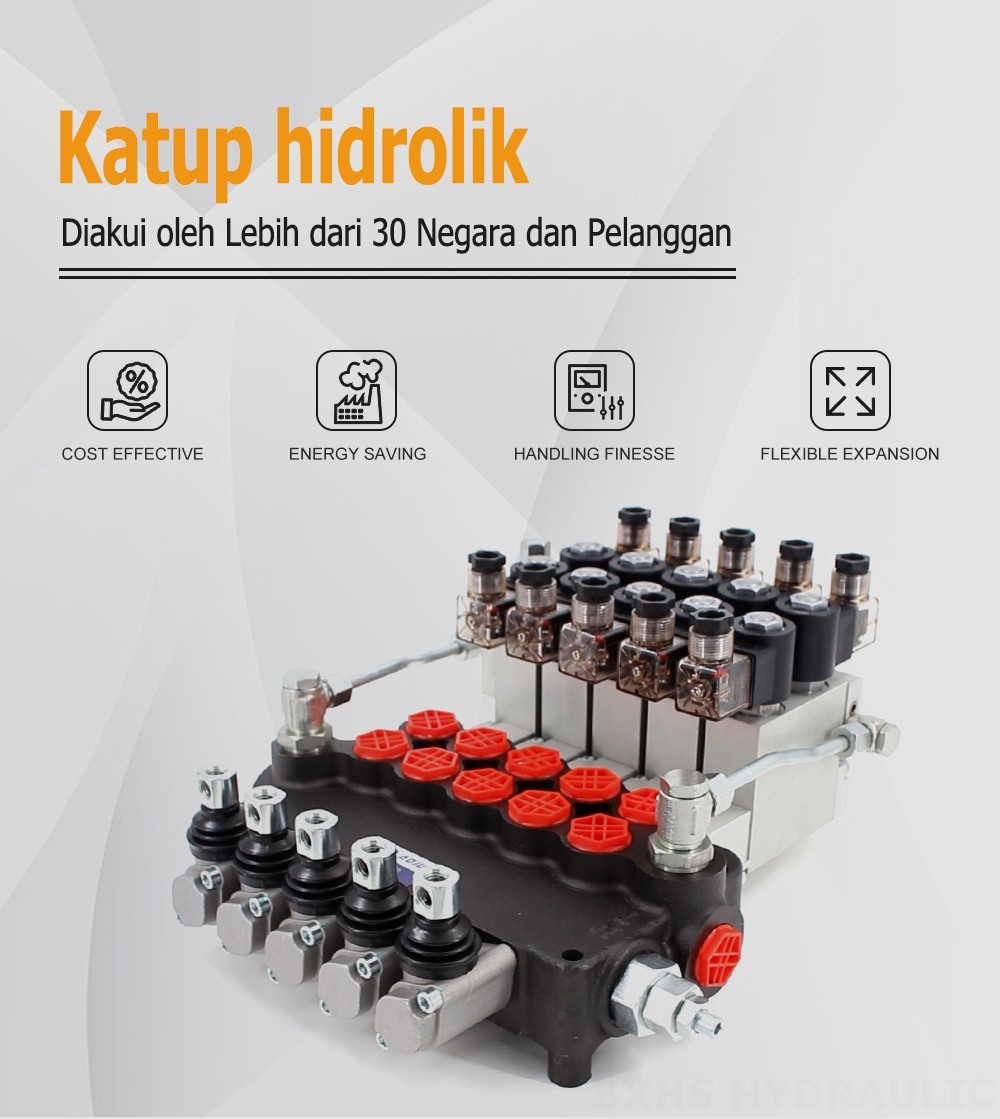 P80 Elektro-hidraulik 5 Spul Katup Arah Monoblok