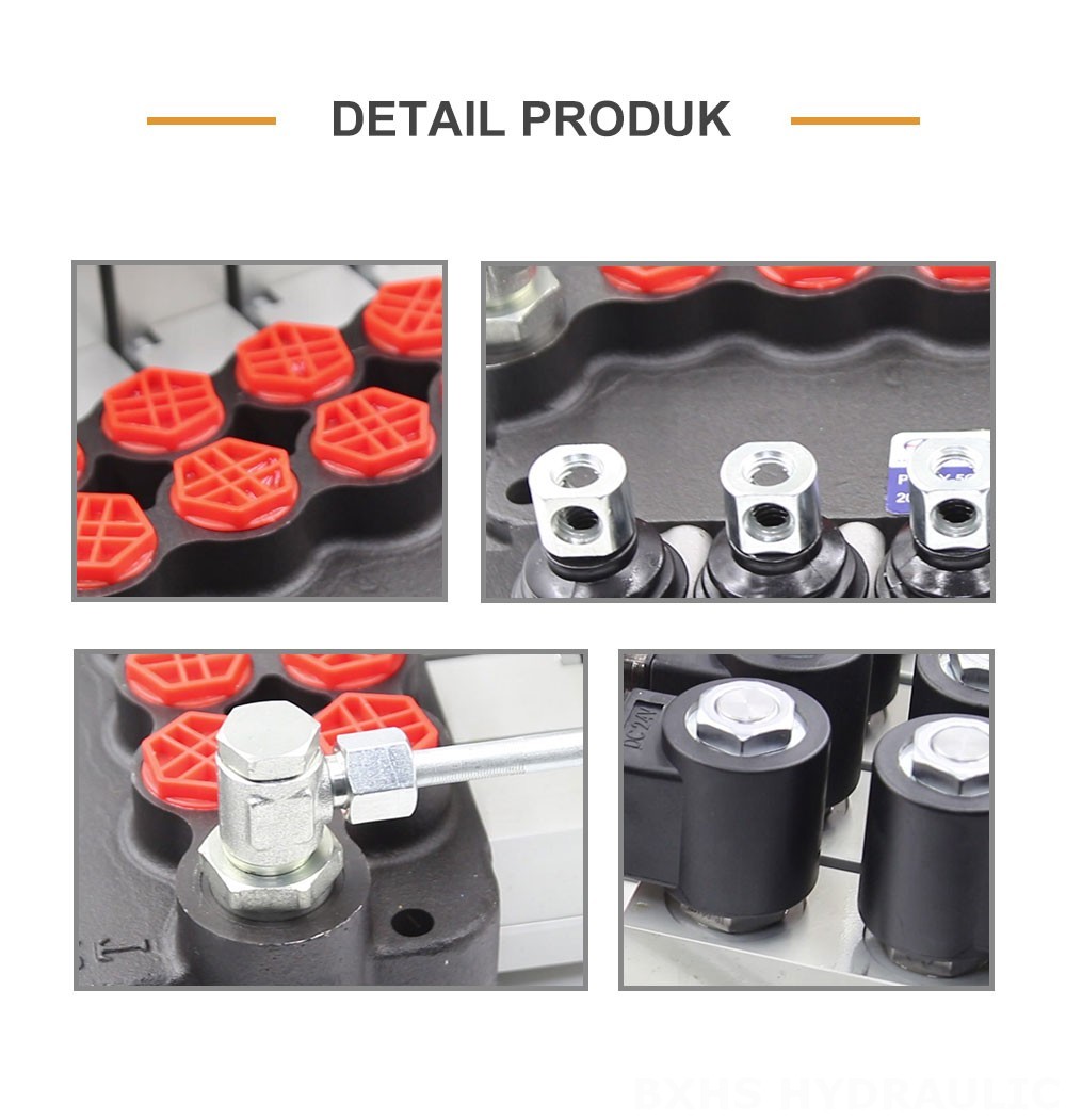 P80 Elektro-hidraulik 5 Spul Katup Arah Monoblok